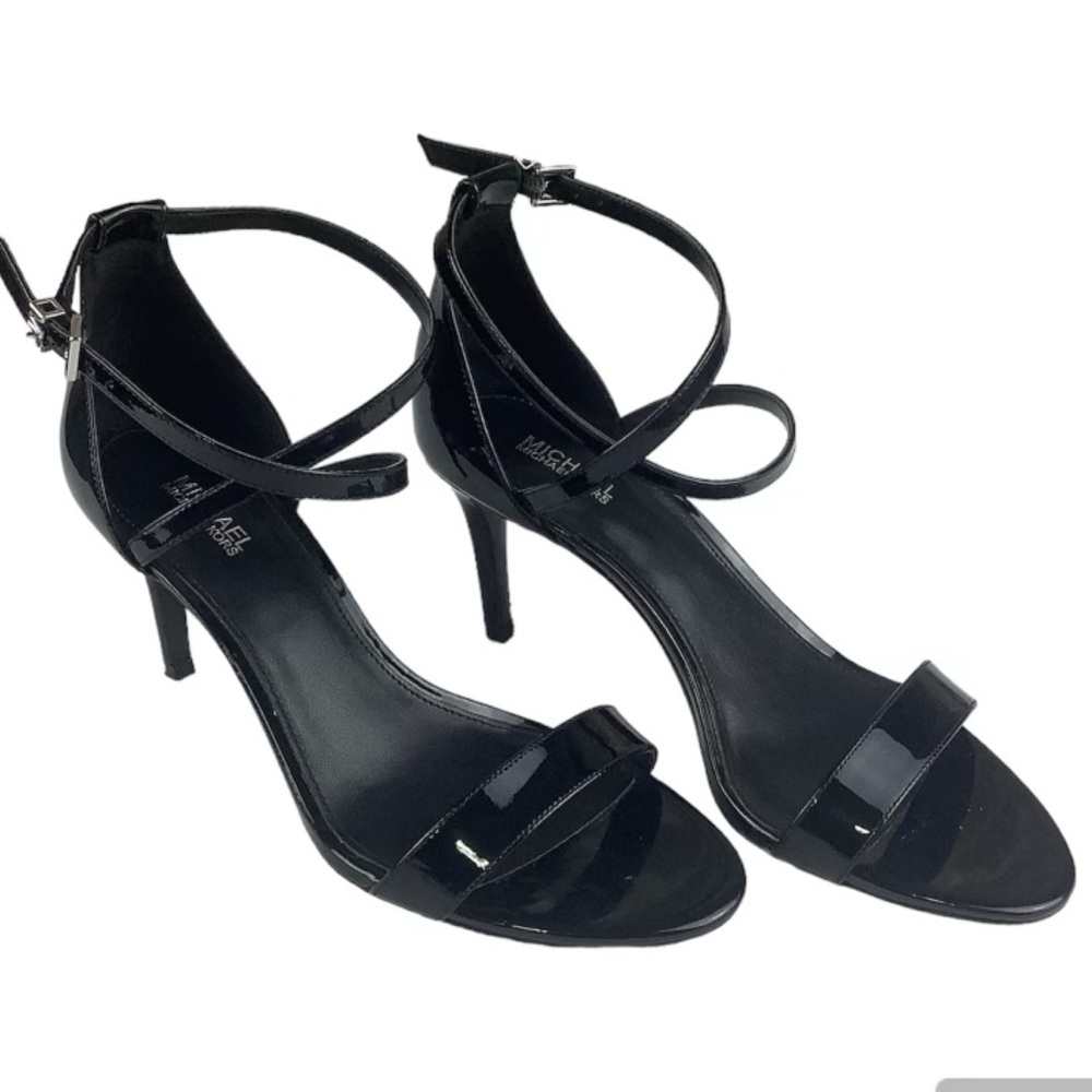 Michael Kors Womens Sandal Heel Black Cut Out Ankle Strap High Open Toe 7.5 M